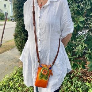 Handcrafted Floral wristlet, crossbody bag